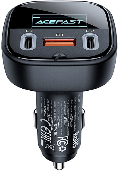 Auto-Ladegerät ACEFAST Ultimate Car Charger (2x USB-C + USB-A) 100W OLED Display Black ...