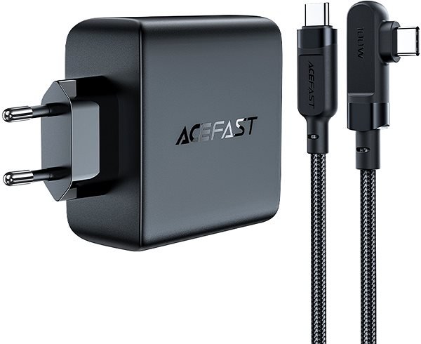 Netzladegerät ACEFAST Ultimative  GaN Ladegerät 100W (3x USB-C + USB-A) + USB-C Kabel SCHWARZ ...