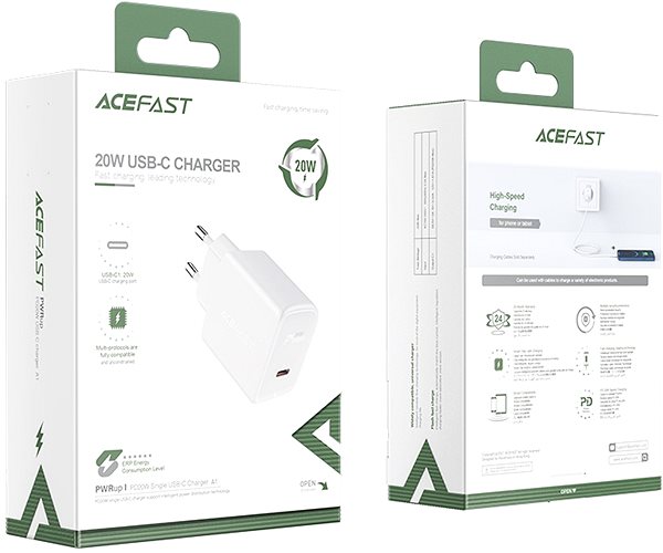 Töltő adapter ACEFAST Charger 20W USB-C PD White ...