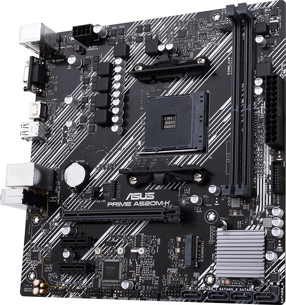 Motherboard ASUS PRIME A520M-K Seitlicher Anblick