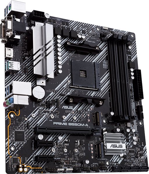 Motherboard ASUS PRIME B550M-A Lateral view