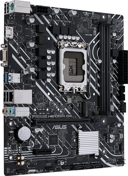 Motherboard ASUS PRIME H610M-K D4 Lateral view