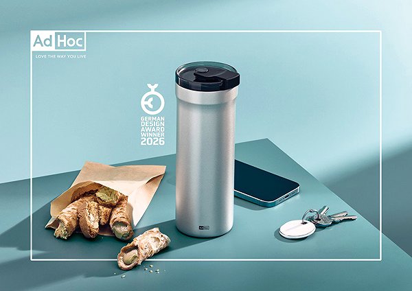 Thermotasse AdHoc Thermobecher PULSE hellgrau 500 ml ...