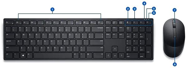 Set klávesnice a myši Dell Pro KM5221W čierna – CZ Vlastnosti/technológia