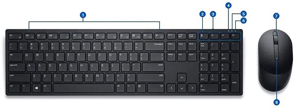 Keyboard and Mouse Set Dell Pro KM5221W Black - UKR Features/technology