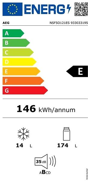 Built-in fridge AEG NSF5O121ES Energy label