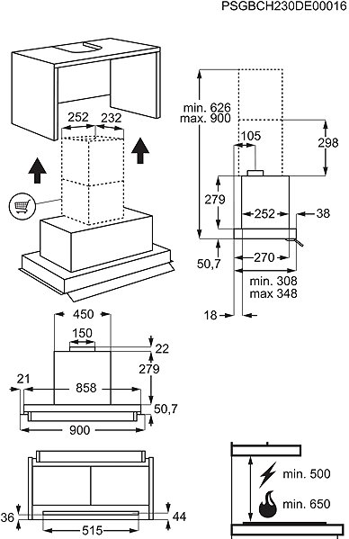 Extractor Hood AEG GDE689HB Technical draft