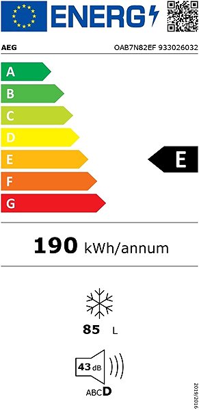 AEG 7000 OAB7N82EF chest freezer Energy label