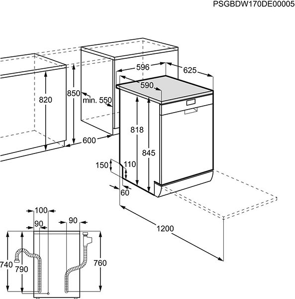 Dishwasher AEG Mastery FFB52910ZW Technical draft