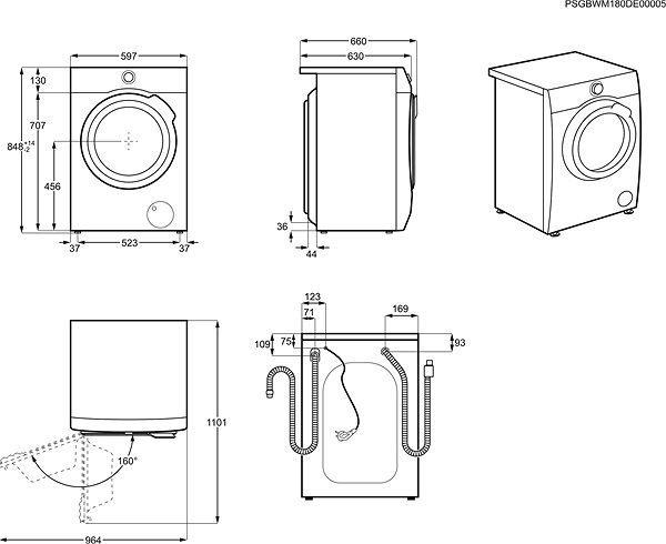 Steam Washing Machine AEG SoftWater L9FEA69S Technical draft