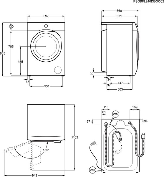 Steam Washing Machine with Dryer AEG 7000 ProSteam® UniversalDose LWR73066OC ...
