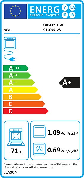 Built-in Oven AEG 5000 SteamBake OA5CB531AB Energy label