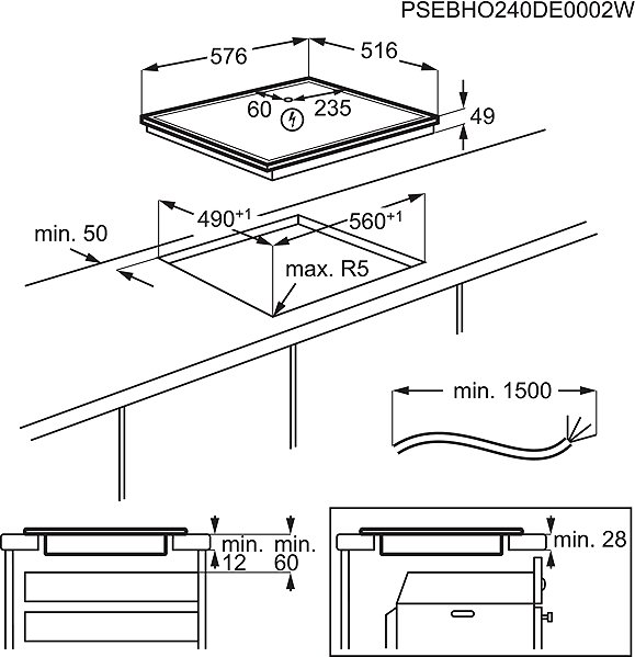 AEG 5000 Hob2Hood TO64IA0FXB hob.