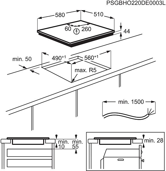 Cooktop AEG TO64IA0AIT Technical draft