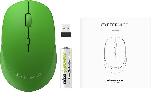 Mouse Eternico Wireless 2.4 GHz Basic Mouse MS100 Green Connectivity (ports)