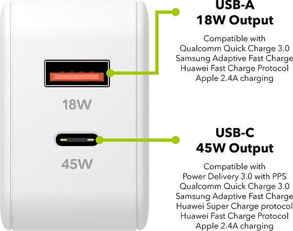AC Adapter AlzaPower A145 Fast Charge 45W White ...
