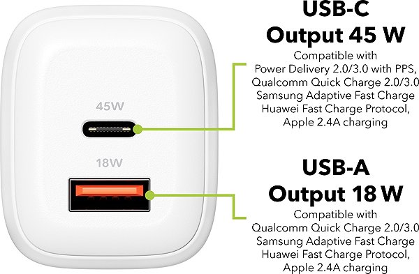 Wall Charger AlzaPower Apex G630 45W White ...