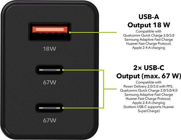 Wall Charger AlzaPower Ultimate X500 67W Black ...