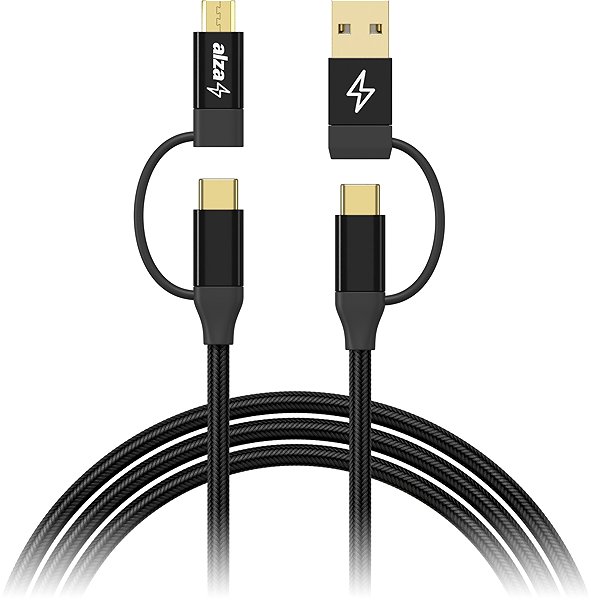Data Cable AlzaPower MultiCore 4in1 USB 60W 480Mbps 2m Black Screen