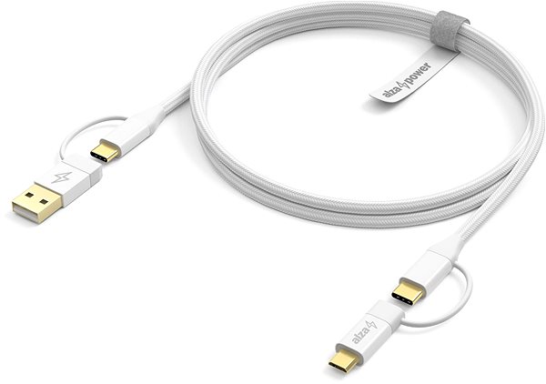 Data Cable AlzaPower MultiCore 4-in-1 USB 1m White Lateral view