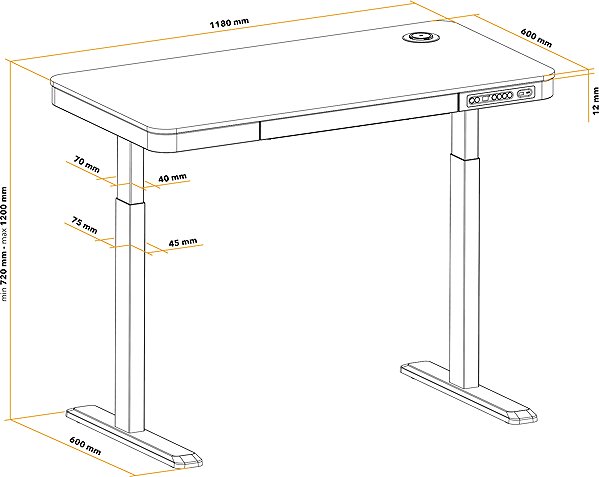 Height Adjustable Desk AlzaErgo Table ET6 AiO Charge 118x60 cm white ...