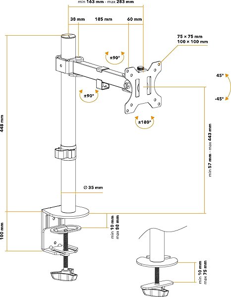 Monitor Arm AlzaErgo Arm S10B Technical draft
