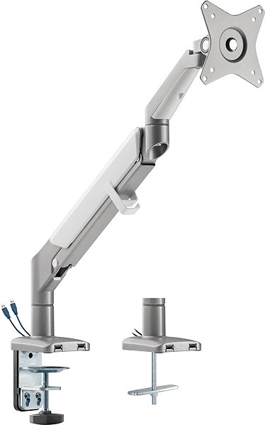 Monitor Arm AlzaErgo Arm S215S Space Saver USB Silver Screen