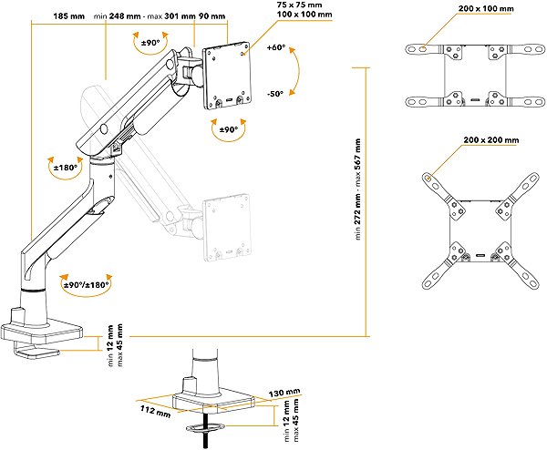 Monitor Arm AlzaErgo Arm S110B Heavy Duty Ultimate black ...