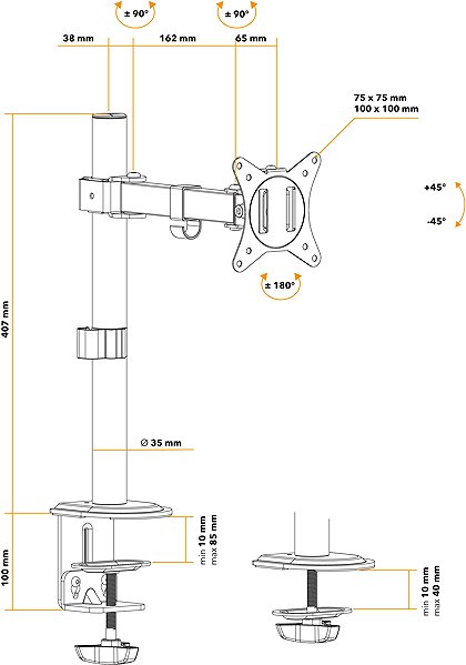 Monitor Arm AlzaErgo Arm SE10 Pylon ...