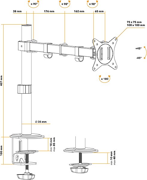 Monitor Arm AlzaErgo Arm SE15 Pylon ...