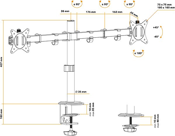 Monitor Arm AlzaErgo Arm DE20 Pylon ...