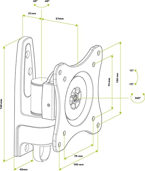 TV Mount AlzaErgo M105B Secure Pivot Movable 13