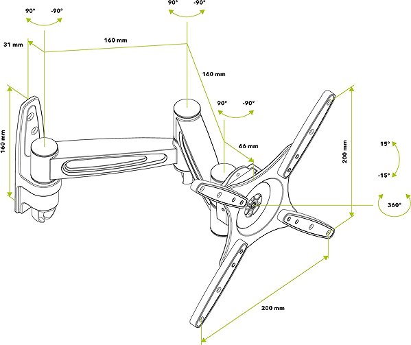 TV Mount AlzaErgo M120B Secure Pivot Articulated 13