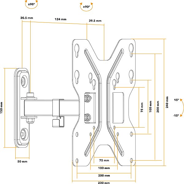 TV Mount AlzaErgo M140B Keyhole Movable 23
