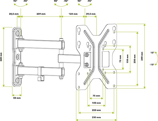 TV Mount AlzaErgo M150B Keyhole Hinged 23