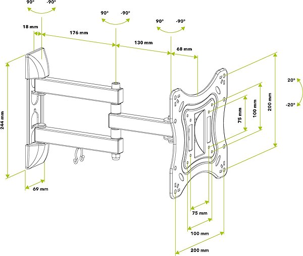 TV Mount AlzaErgo M160B Allround Movable 23