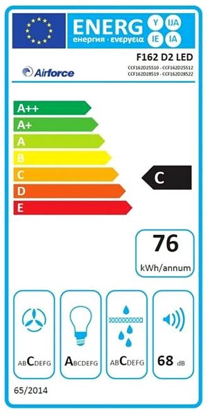 Extractor Hood AIRFORCE F162 D2 50 BK/X Energy label