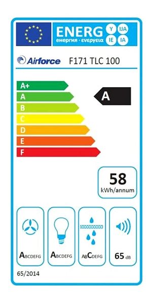 Extractor Hood AIRFORCE F171 TLC 100 WH Energy label