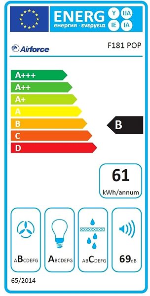 Extractor Hood AIRFORCE F181 POP TLC 45 BK Energy label