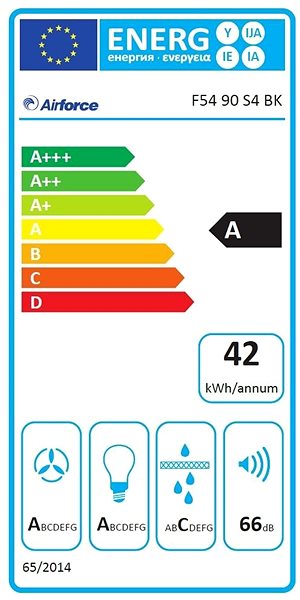 Extractor Hood AIRFORCE F54 S4 90 BK Energy label