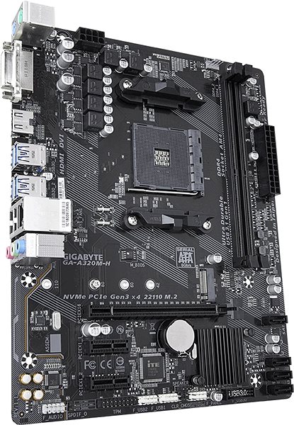 Motherboard GIGABYTE A320M H Lateral view