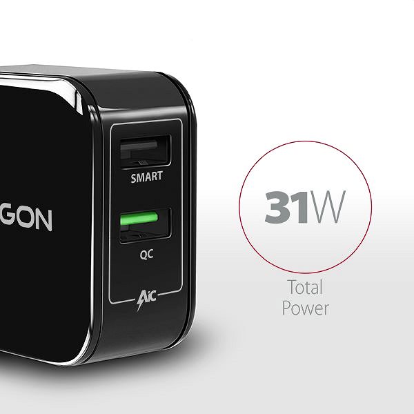 Ladegerät AXAGON ACU-QC5 QUICK und SMART Dual USB ...