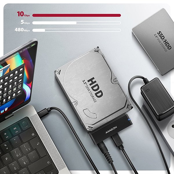 Adapter AXAGON ADSA-FPX, USB-C 10Gbps > SATA 2.5
