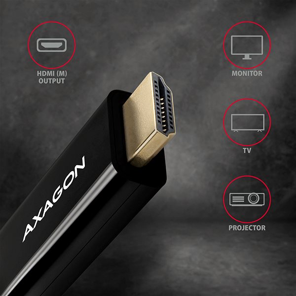 Videokabel AXAGON RVD-HI14C2, DisplayPort -> HDMI 1.4 Kabel 1.8m, 4K/30Hz ...