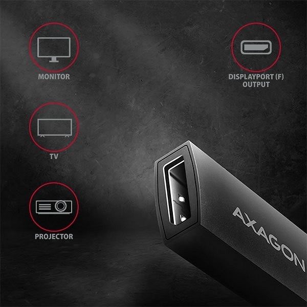 Adapter AXAGON RVC-DP Konverter USB-C  -> DisplayPort Anschlussmöglichkeiten (Ports)