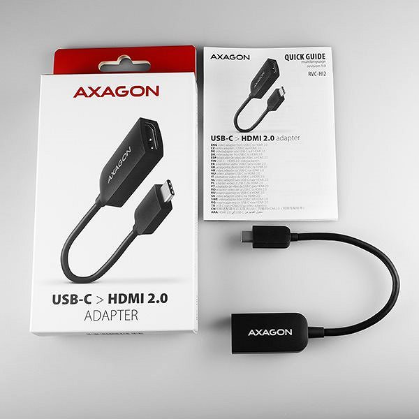 Átalakító AXAGON RVC-HI2 USB-C – HDMI 2.0 átalakító Csomag tartalma