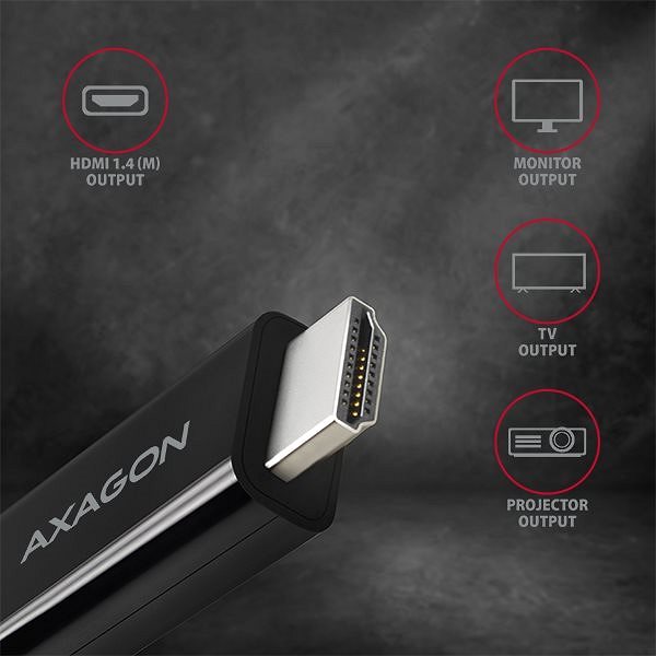 Adapter AXAGON RVC-HI14C Konverter USB-C -> HDMI 1.4 Anschlussmöglichkeiten (Ports)