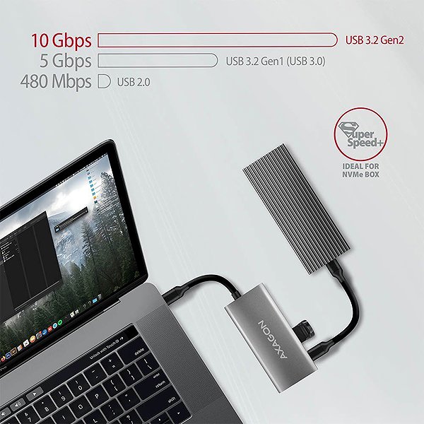 USB Hub AXAGON HMC-4G2 4-in-1 Hub, USB-C 10Gbps, 2x USB-A, 2x USB-C, USB-C cable 13 cm Lifestyle
