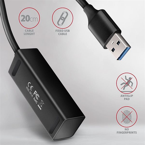 USB Hub AXAGON HUE-M1A MINI Hub USB-A, metal Jellemzők/technológia
