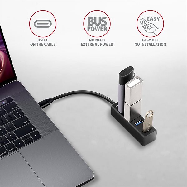 USB Hub AXAGON HUE-M1C MINI Hub USB-C, Metal Lifestyle
